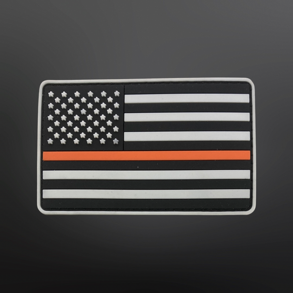 Thin Orange Line American Flag PVC Patch 3.5” L x 2” H Honoring Search and Rescue Personnel