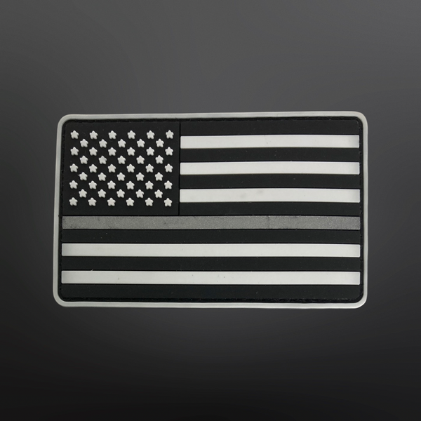 Thin Silver Line American Flag PVC Patch 3.5” L x 2” H Honoring Corrections Personnel